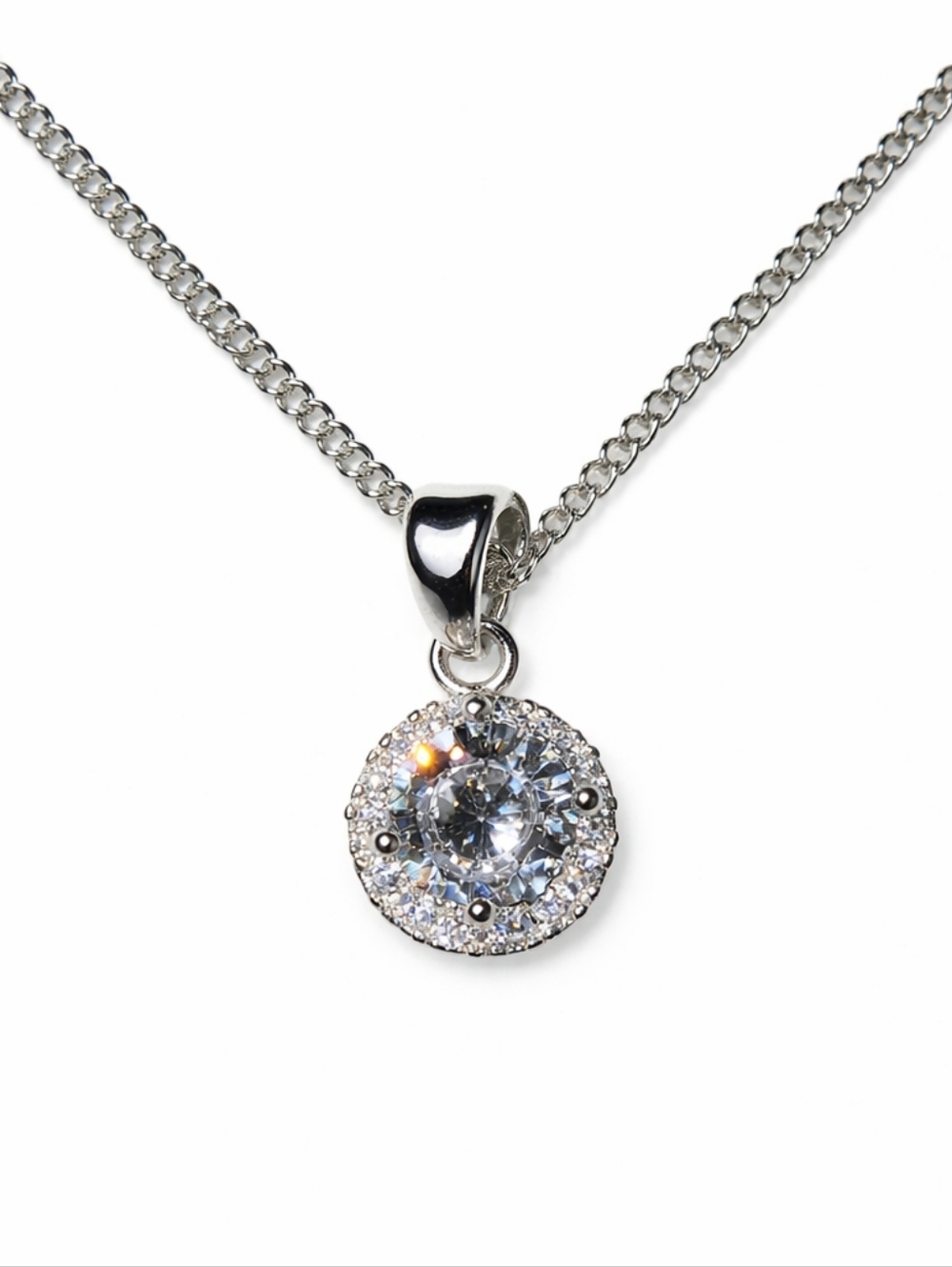 Swarovski Crystal Elements Halo Pendant Necklace | 18” + 3” Extender | NWOT - Picture 5 of 5